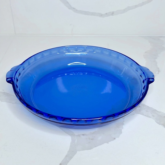 Pyrex Kitchen Vintage Pyrex Cobalt Blue Glass Fluted Pie Dish Plate